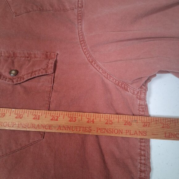 Vintage GAP Shirt Men XXL Salmon Pink Corduroy Western Wear Snap Up Long Sleeve - Picture 8 of 16